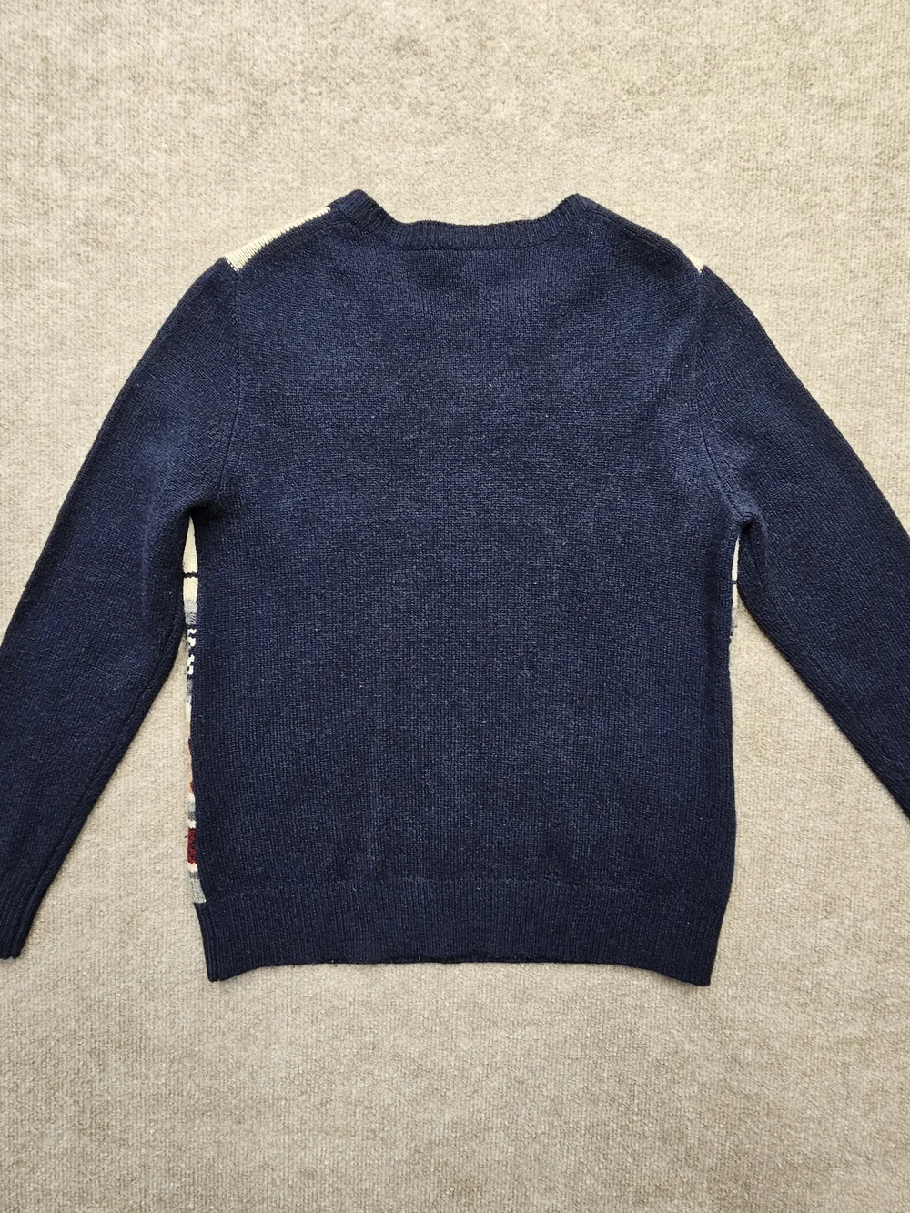 Vintage J.Crew Navy Blue Bejeweled Wool Sweater Size Small Fair Isle